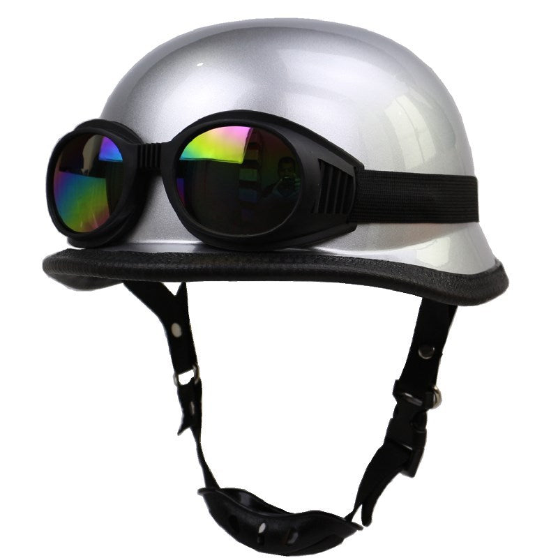 Vintage-Motorradhelm mit schützenden Goggles Brehn