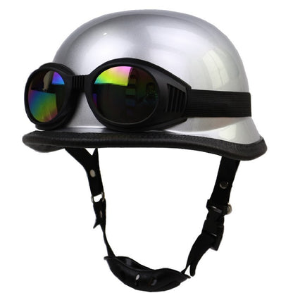 Vintage-Motorradhelm mit schützenden Goggles Brehn