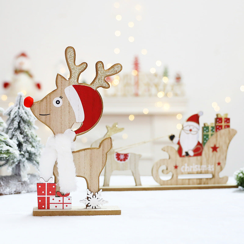 Holz Weihnachts-Schlitten und Rentier Dekoration