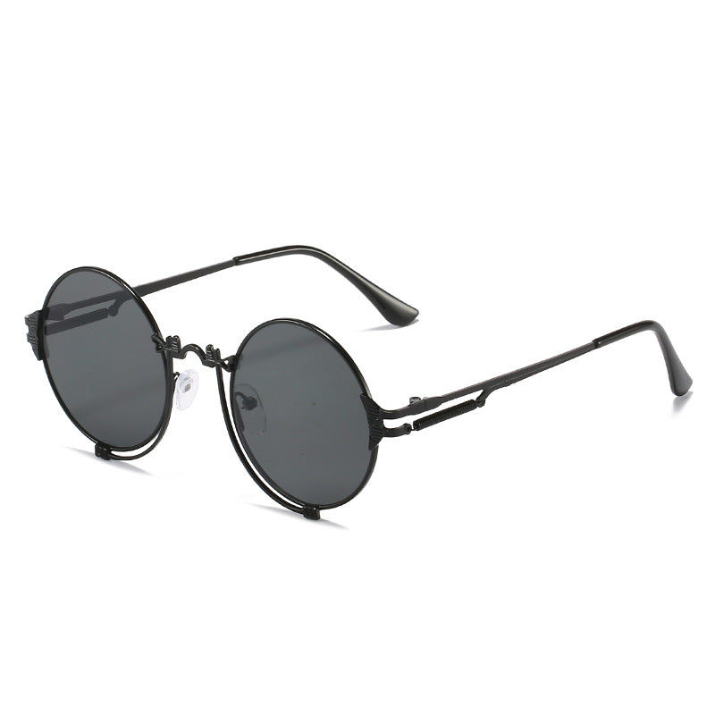 Damen stylische runde Metall-Sonnenbrille mit kunstvollem Designs Brehn