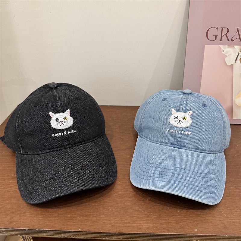 Damen Freizeit Baumwoll Baseball Cap mit Katzenstickerei Brehn