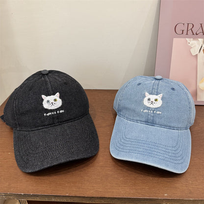 Damen Freizeit Baumwoll Baseball Cap mit Katzenstickerei Brehn