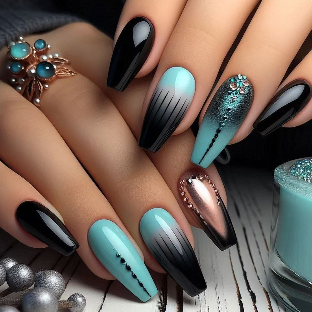 Künstlerisches Ombre Press-On Nagelset Brehn