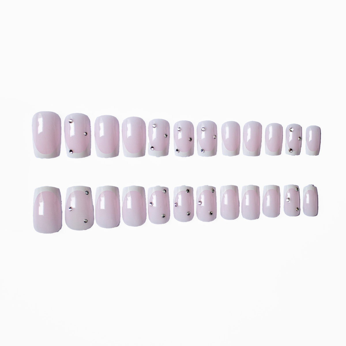 Elegantes französisches Spitzen-Acryl-Nagelkunst-Set mit Strass-Akzenten