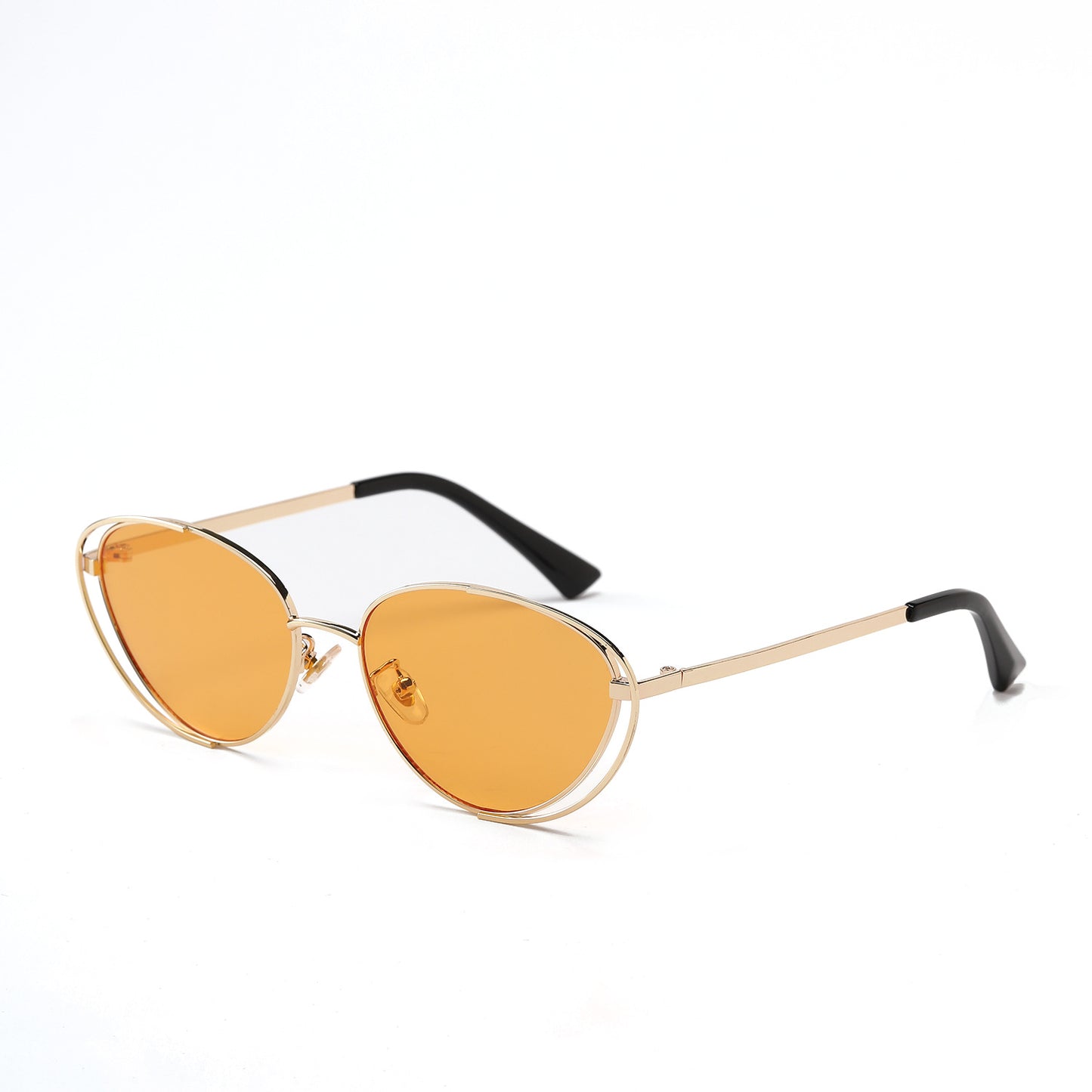 Damen geometrische Sonnenbrille mit rotem Glas und elegantem Metallrahmen Brehn