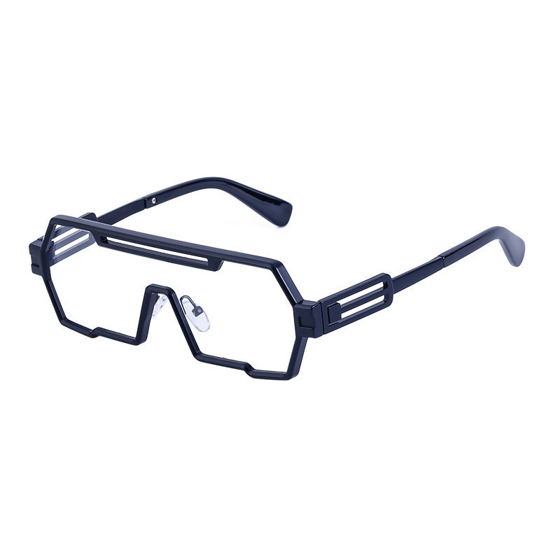 Damen modische Sonnenbrille im futuristischen Design mit breitem Rahmen Brehn