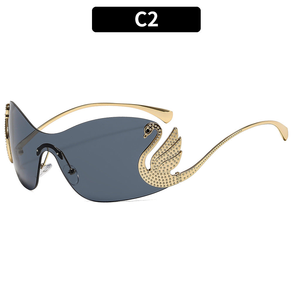 Statement Schwan-inspirierten Schild Sonnenbrillen