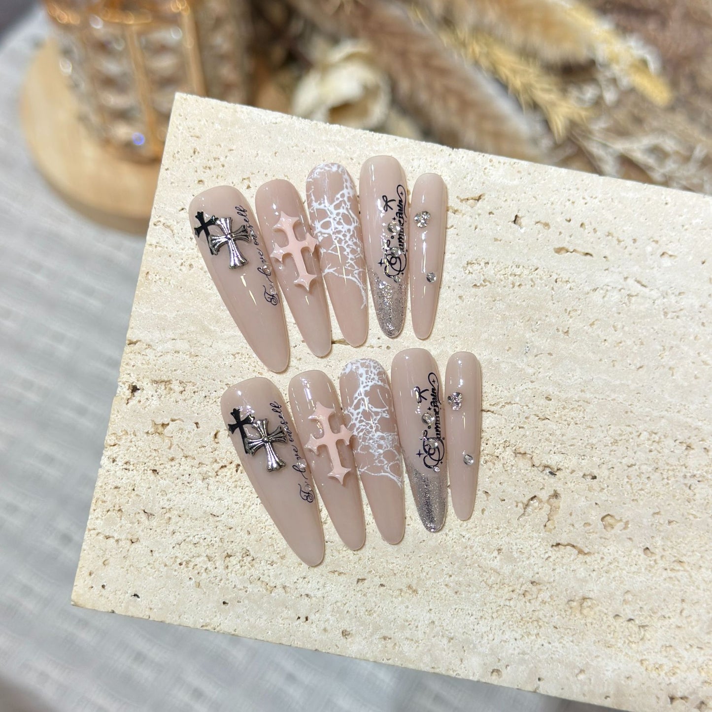 Luxus Gothic Press-On Nail Art Set Brehn