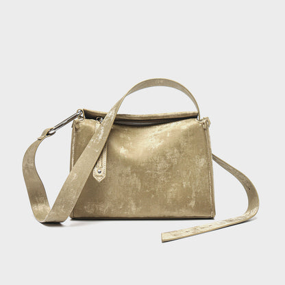 Minimalistische Strukturierte Rechteckige Top-Handle Crossbody Tasche mit Verstellbarem Träger