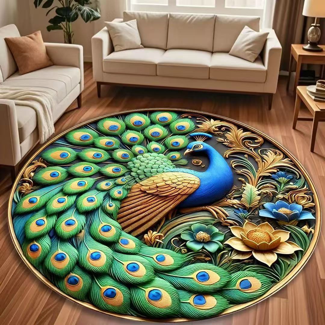 Pfaueninspiriert Glas Dekorativer Teppich