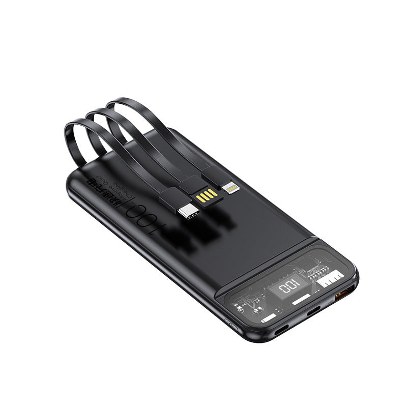 Tragbare Powerbank mit multifunktionalem Kabelsystem und digitaler Anzeige Brehn