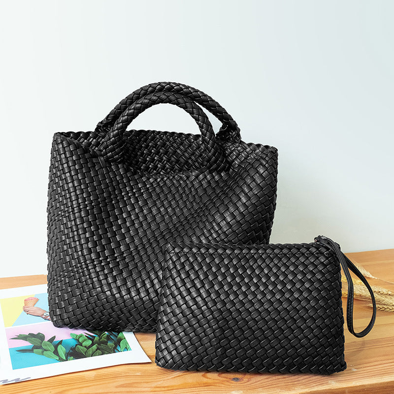 Elegante Geflochtene Handtasche mit Abnehmbarer Clutch Brehn