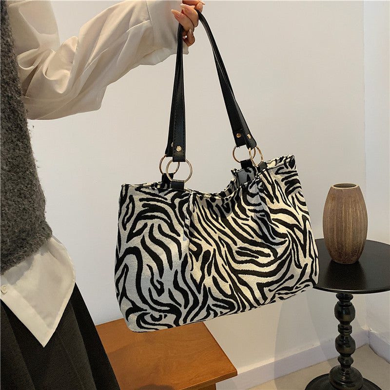 Stylische Zebra-Print-Canvas-Shopper-Tasche Brehn
