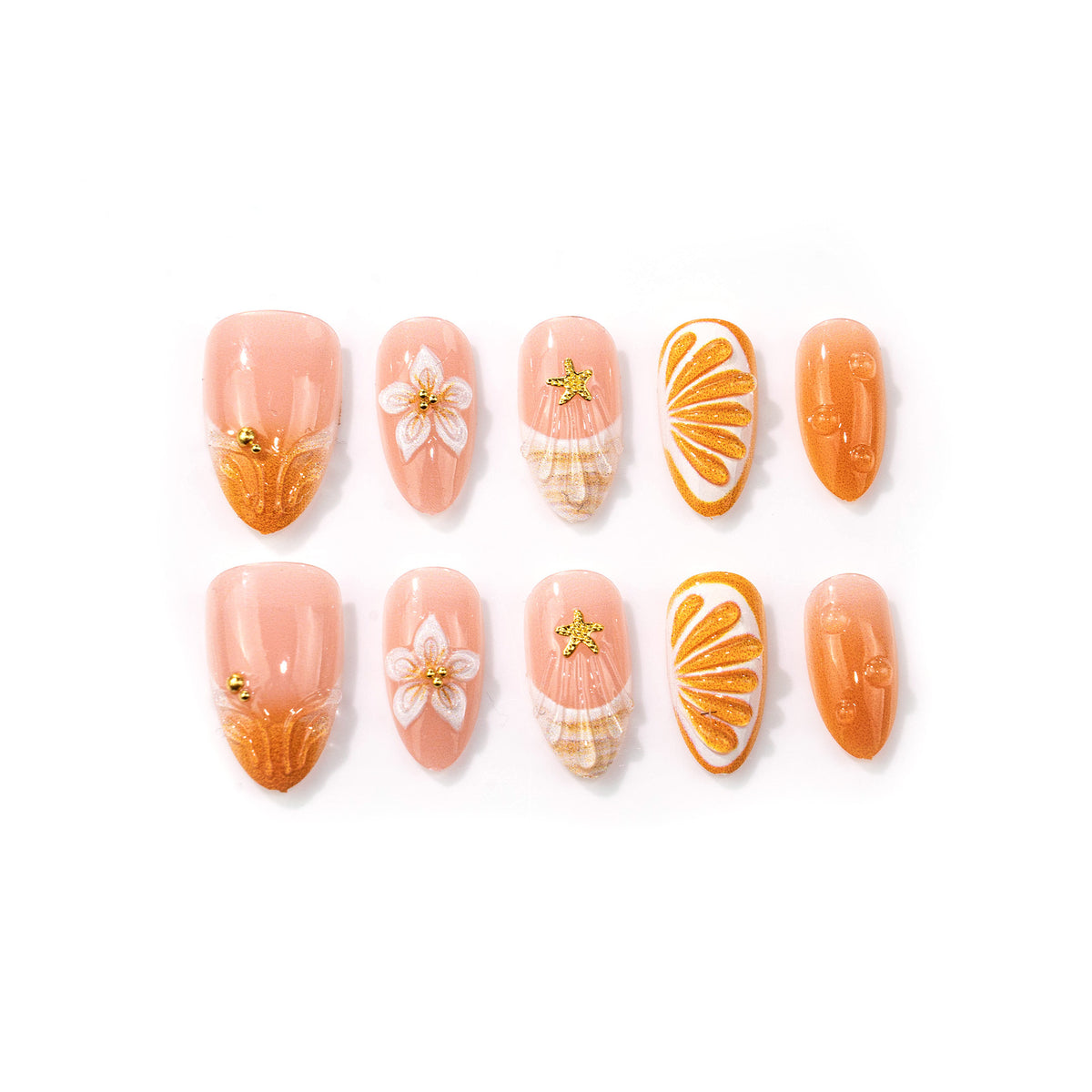 Künstlerisches vom Meer inspiriertes Press-On Nageldesign Set Brehn