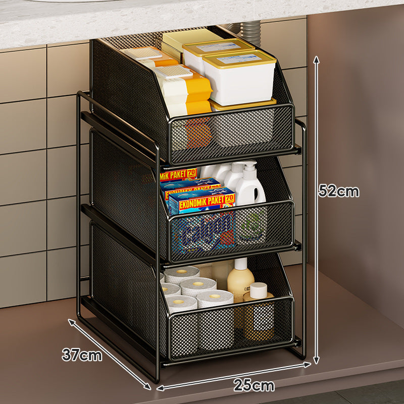 Vertikaler Mesh-Unter-Sink-Ausziehbarer Stauraum-Organizer-Turm