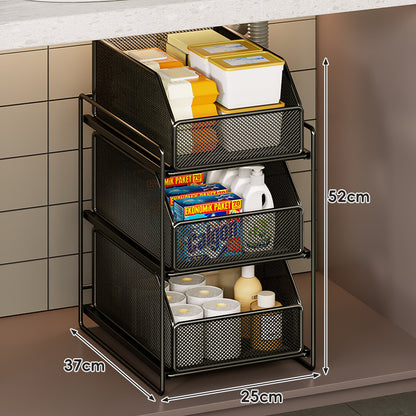 Vertikaler Mesh-Unter-Sink-Ausziehbarer Stauraum-Organizer-Turm