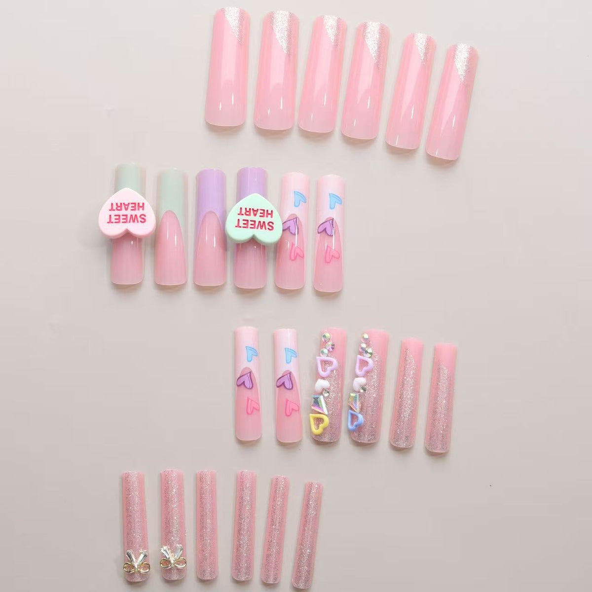 Herz-inspiriertes Press-On Nagelset