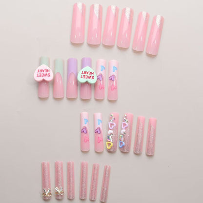 Herz-inspiriertes Press-On Nagelset