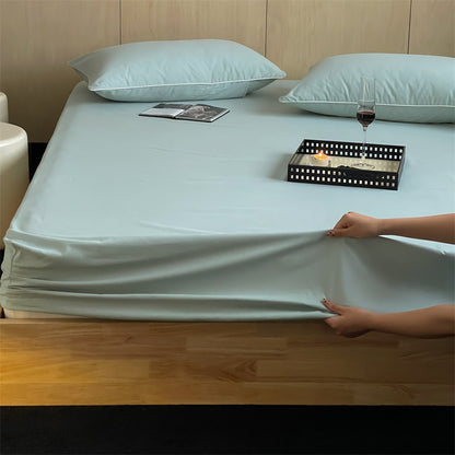 Tief-Taschen Elastisch Stretch Percale Spannbettlaken Set mit Paspel-Kissenbezügen