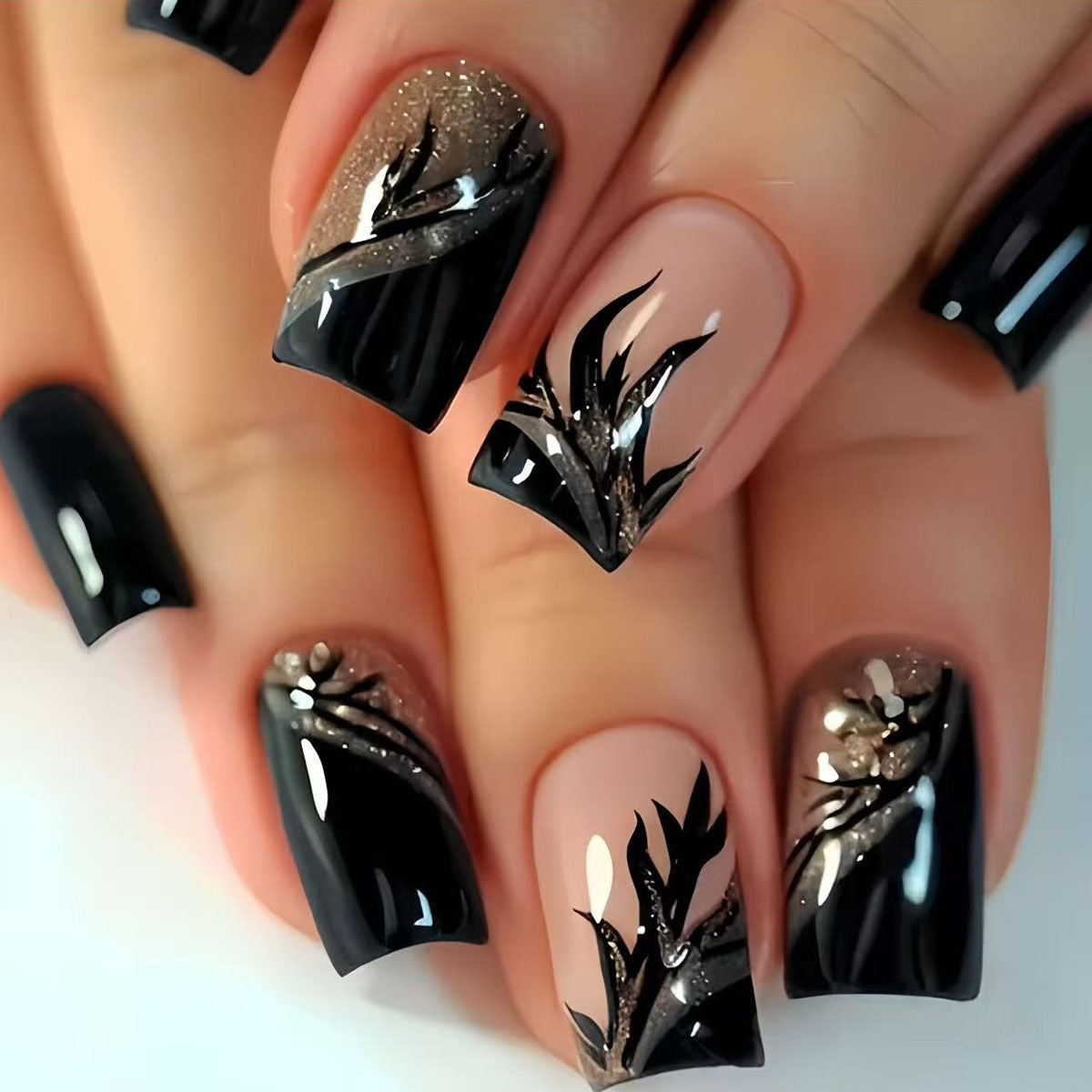 Dekoratives Glitzerstern-akzentuiertes Press-On-Nagelset Brehn
