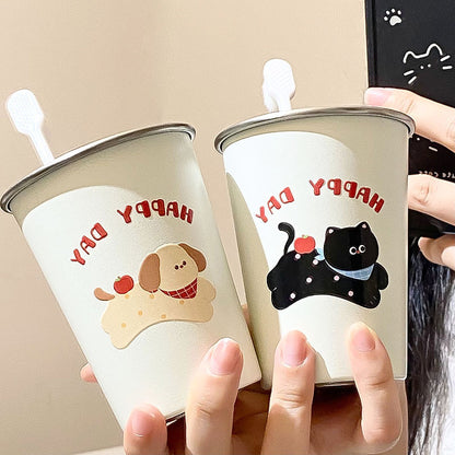 Edelstahl Trinkbecher mit Fröhlichem Hunde-Motiv Brehn