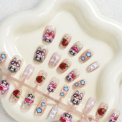 Verspielte Themen Press-On Nagelkunst Brehn