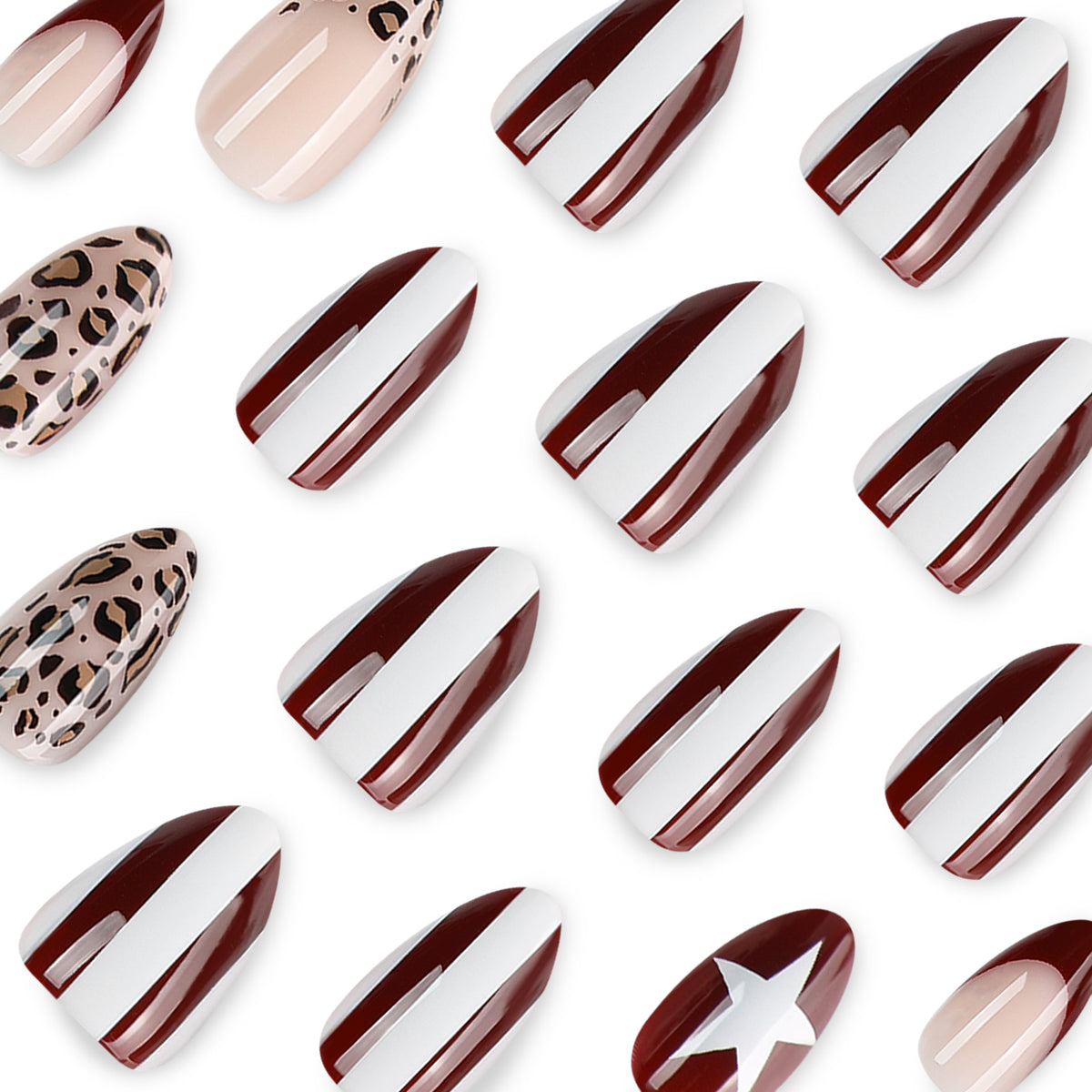 Kunstvolle Stiletto-Nägel mit Leopardenmuster und eleganter Glitzerverzierung Brehn