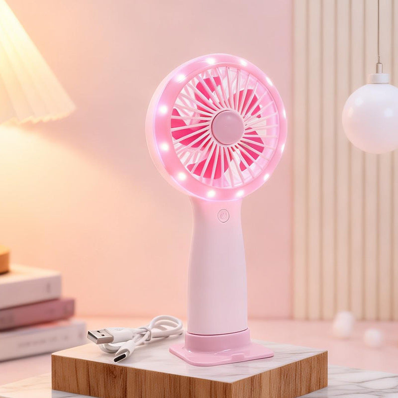 Damen Tragbarer Handventilator mit LED-Beleuchtung und USB-Ladefunktion Brehn