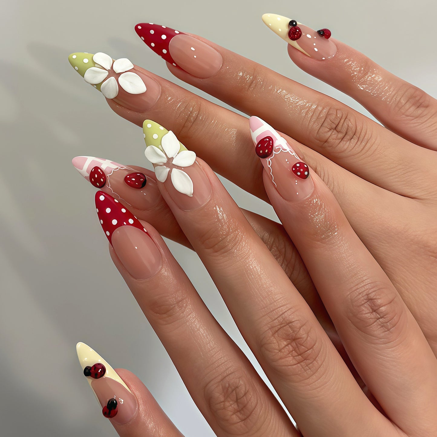 Kreatives Blumendesign Press-On Nagelkunst Set Brehn