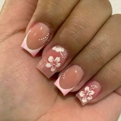 Floral Französische Spitze Nagelkunst Set