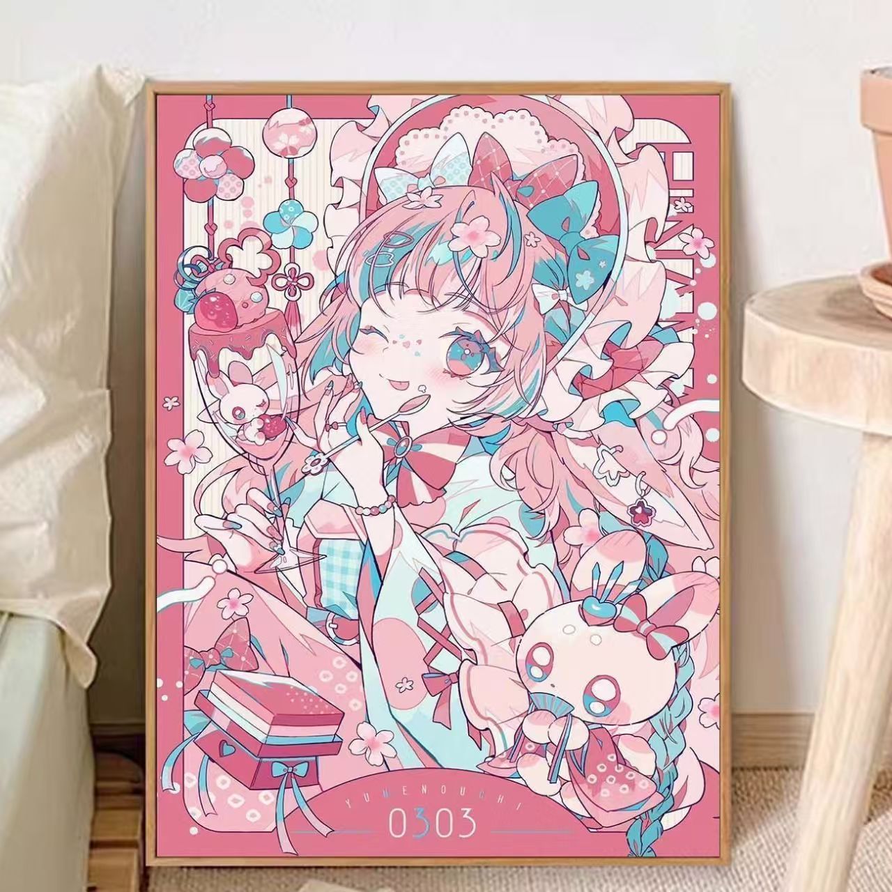 Verspielt Anime-inspirierten Leinwand Kunstdruck Brehn
