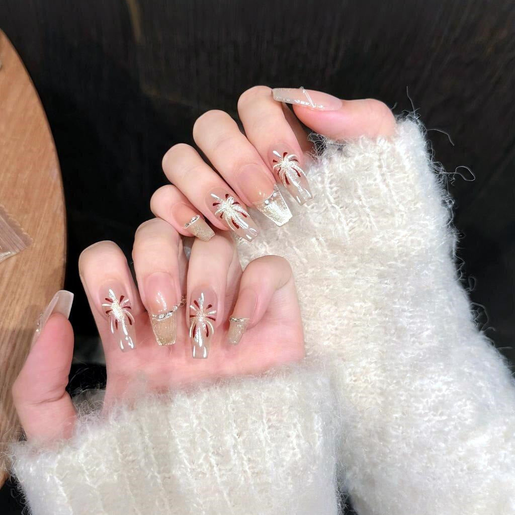 Elegantes florales Press-On-Nageldesign-Kit Brehn