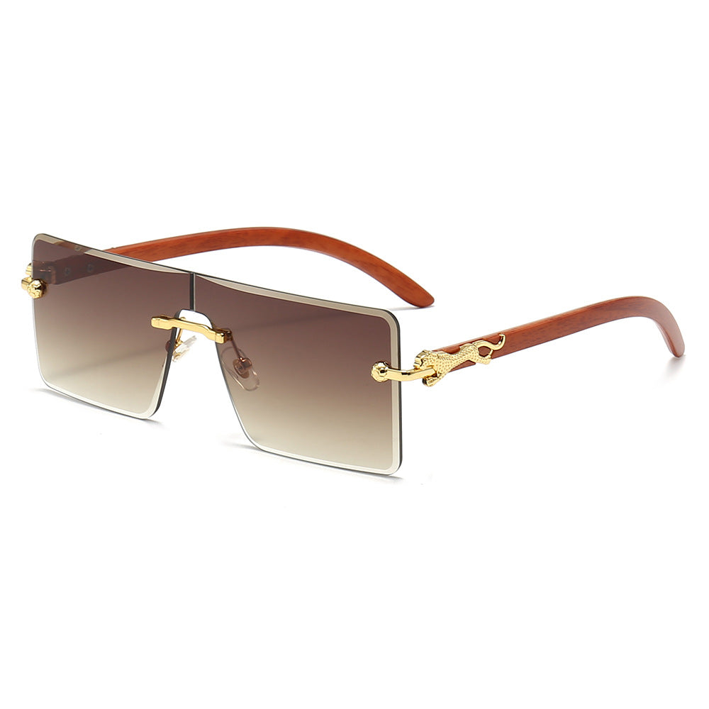 Damen oversized modische Sonnenbrille mit luxuriösen Holz- und Metallelementen Brehn