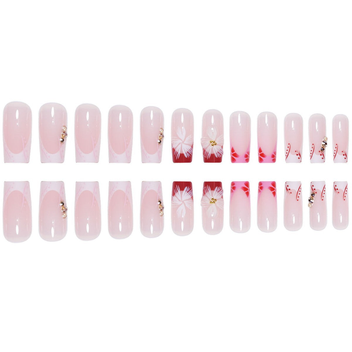 Elegante 3D Blumendekoration Press-On Nagelverlängerungen Brehn