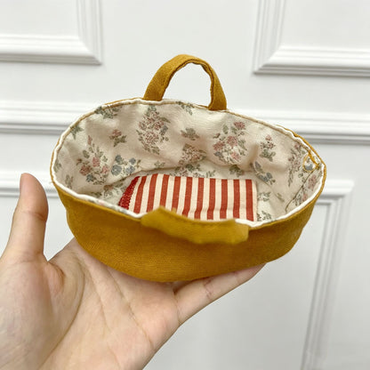 Kleine Leinen-Kosmetiktasche mit floralem Baumwollfutter
