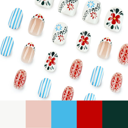 Kunstvolle Nagelkunst mit floralem Design und bunten Mustern Brehn