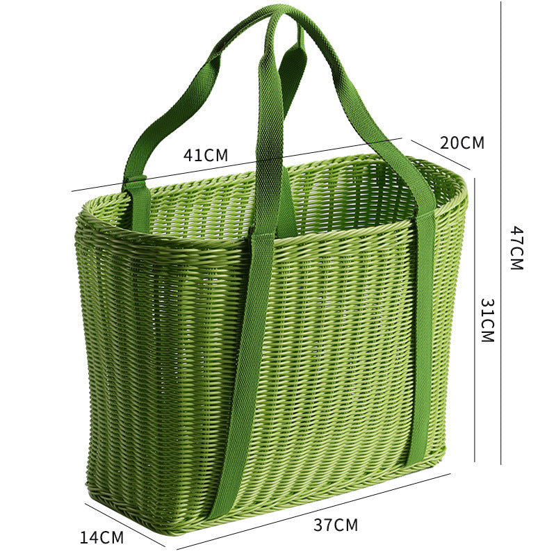 Unisex Robust geflochtener Einkaufskorb mit bequemen Stoffgriffen Brehn