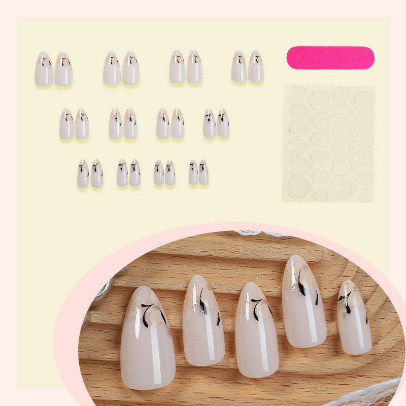 Dekorativer Press-On Nagelset mit künstlerischem Blumenmuster Brehn