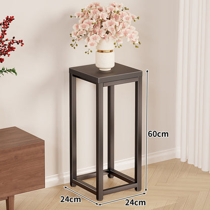 Hoher Metallpflanzenständer Pedestal mit quadratischer Oberseite Minimalistischer Rahmen