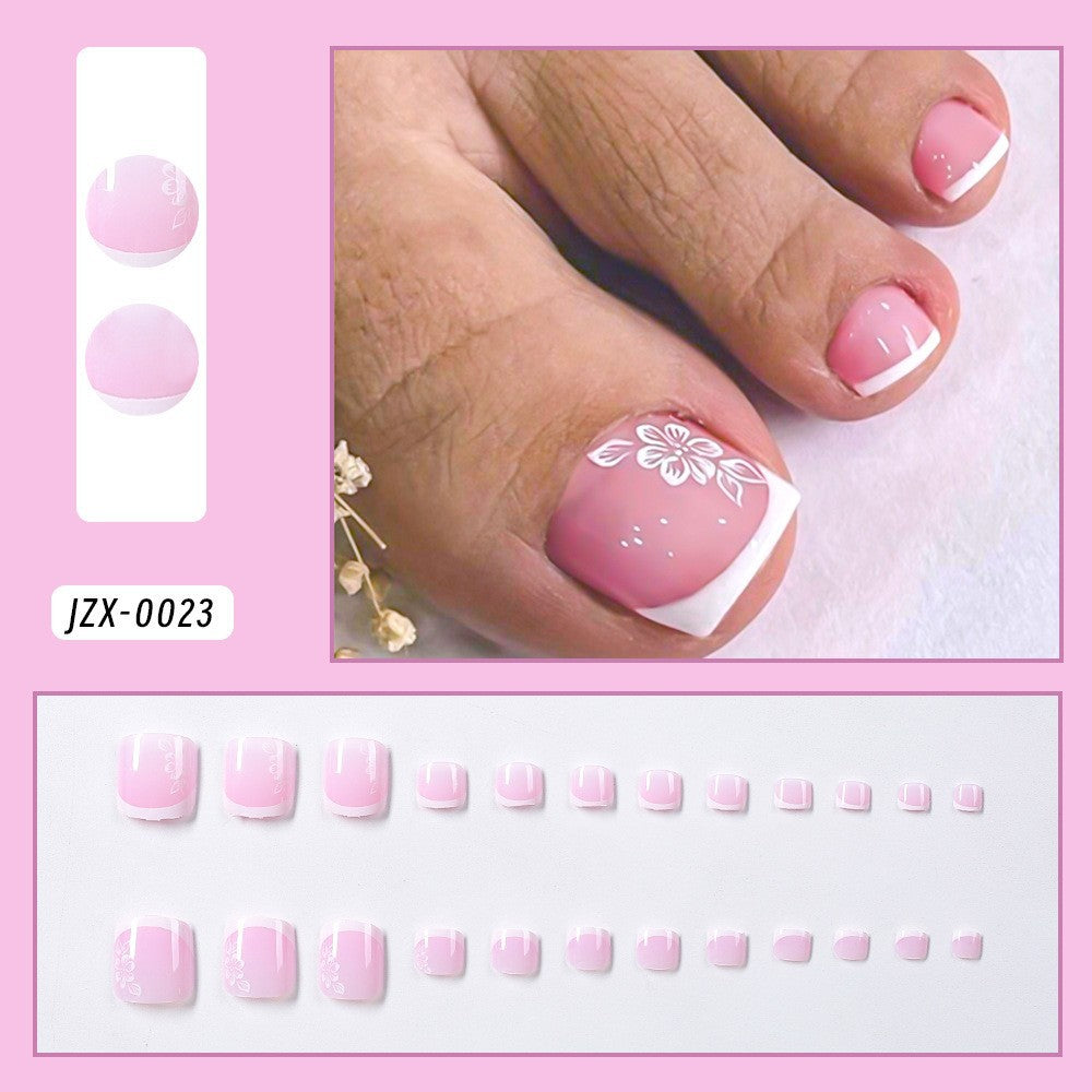 Dekoratives French Tip Zehennagel Set Brehn