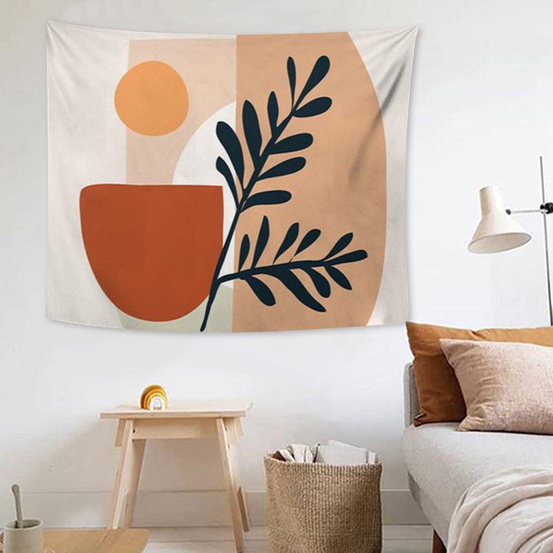 Wandteppich mit abstraktem botanischem Print und leichtem Polyesterstoff Brehn