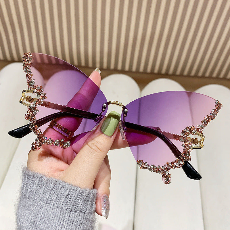 Damen extravagante Cat-Eye Sonnenbrille mit funkelnden Strassverzierungen Brehn