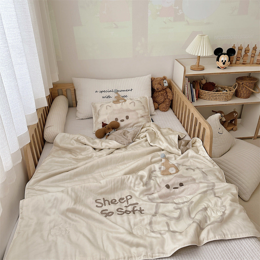 Wendbares Kinder-Bettwäscheset aus weicher Mikrofaser mit großem Teddybär‑Print und gesteppter Decke