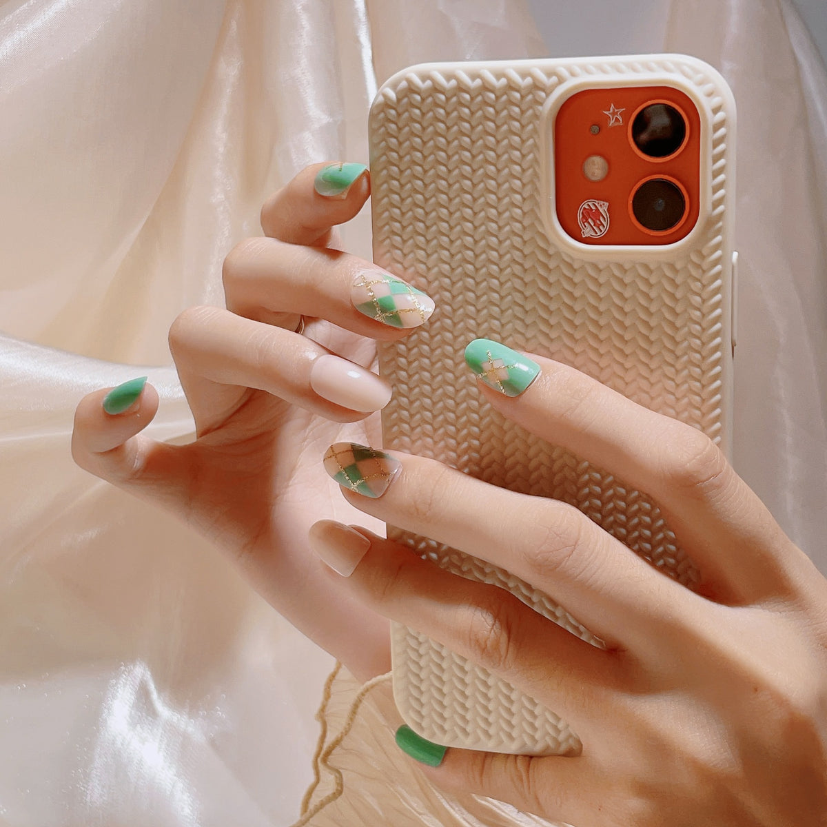 Trendiges geometrisches Muster Press-On-Nagelset