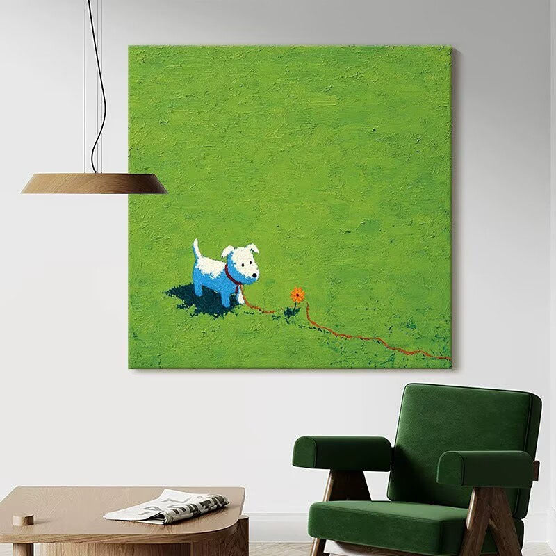 Verspielte vom Hund inspirierte Leinwandkunst