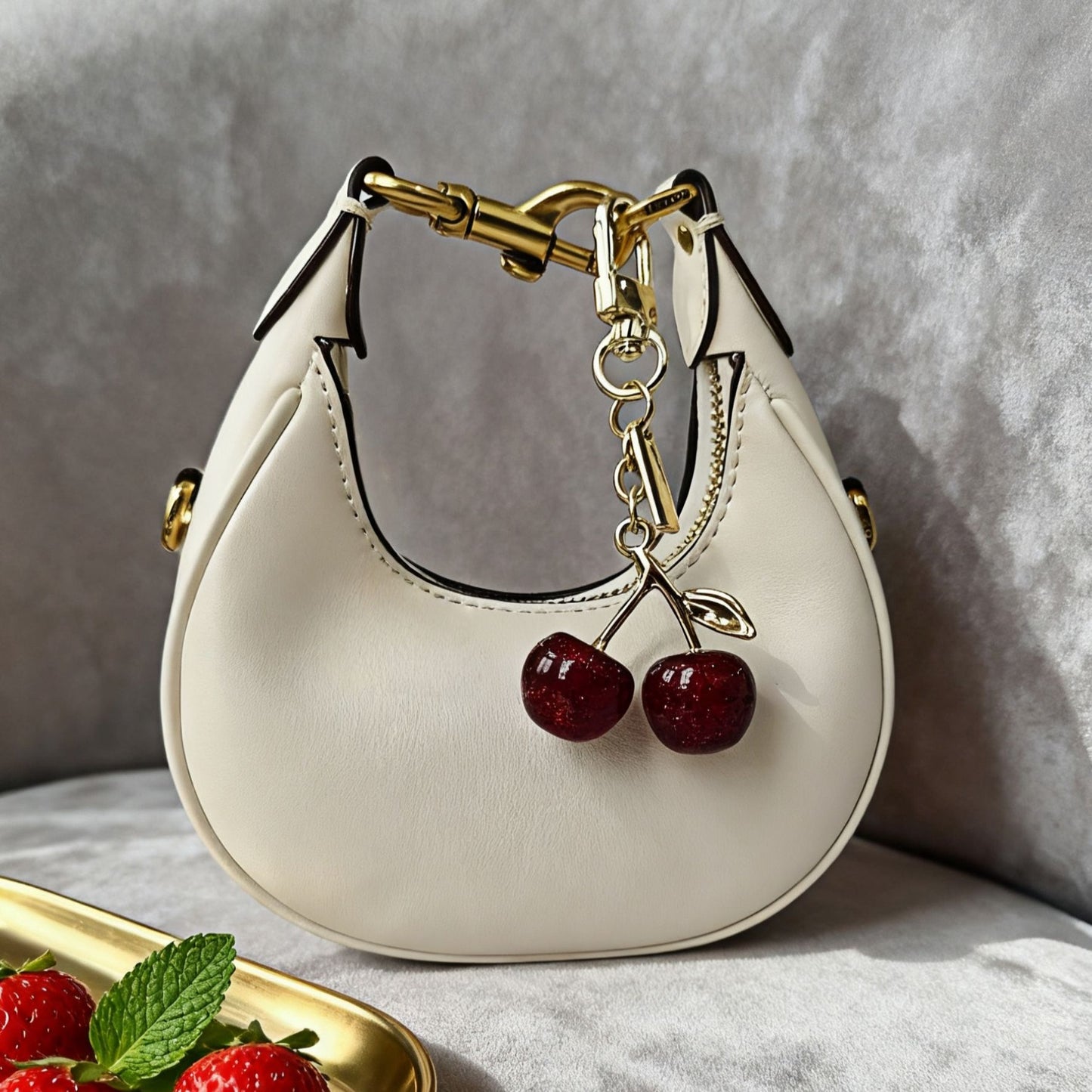 Trendige Handtasche mit Fruchtigem Anhänger Brehn
