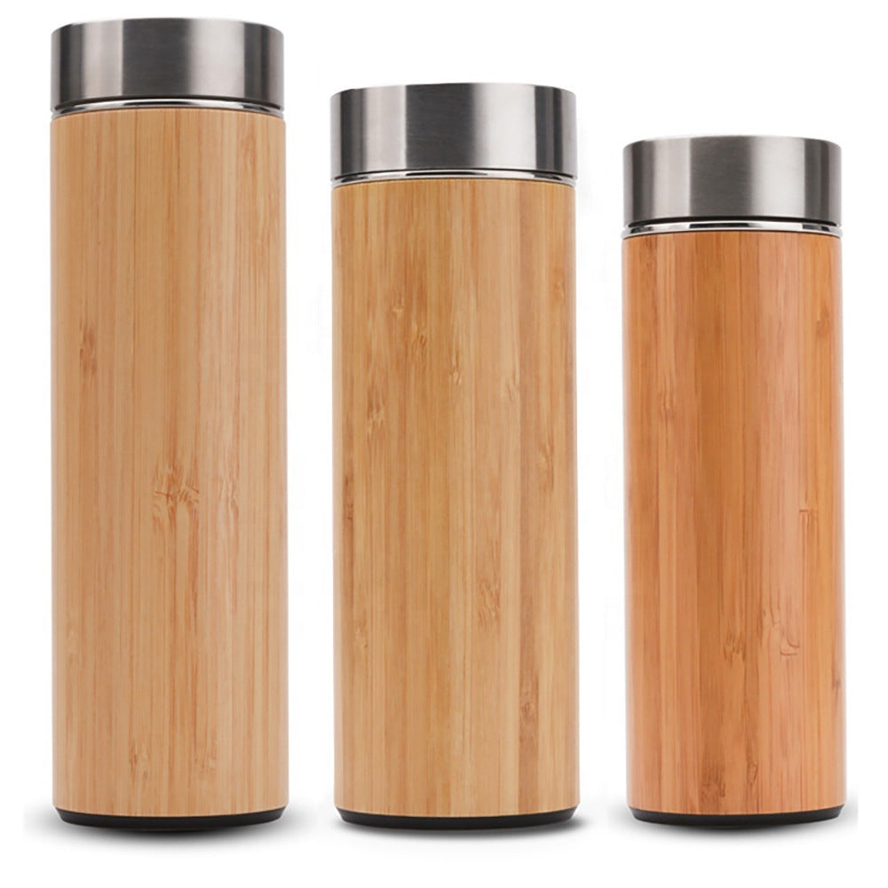 Damen elegante Isoliertrinkflasche aus Bambus mit doppelter Wandung Brehn