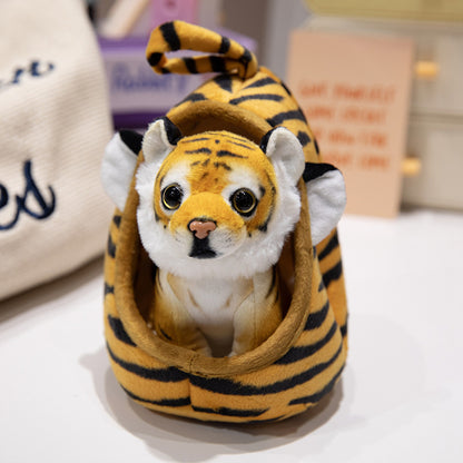 Plüsch Tiger Peekaboo Nest Komforter Spielzeug mit Kapuzen-Tasche und abnehmbarem Cub Brehn