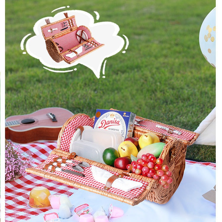Damen Korb für romantische Picknick-Ausflüge mit hochwertigem Geschirr Brehn