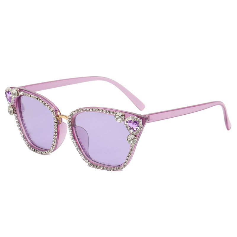 Damen Katzenaugen Sonnenbrille mit funkelnden Kristallverzierungen Brehn